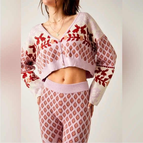 NWT Free People Snow Bunny Crop Top 2-Piece Pajama Set - Picture 4 of 4